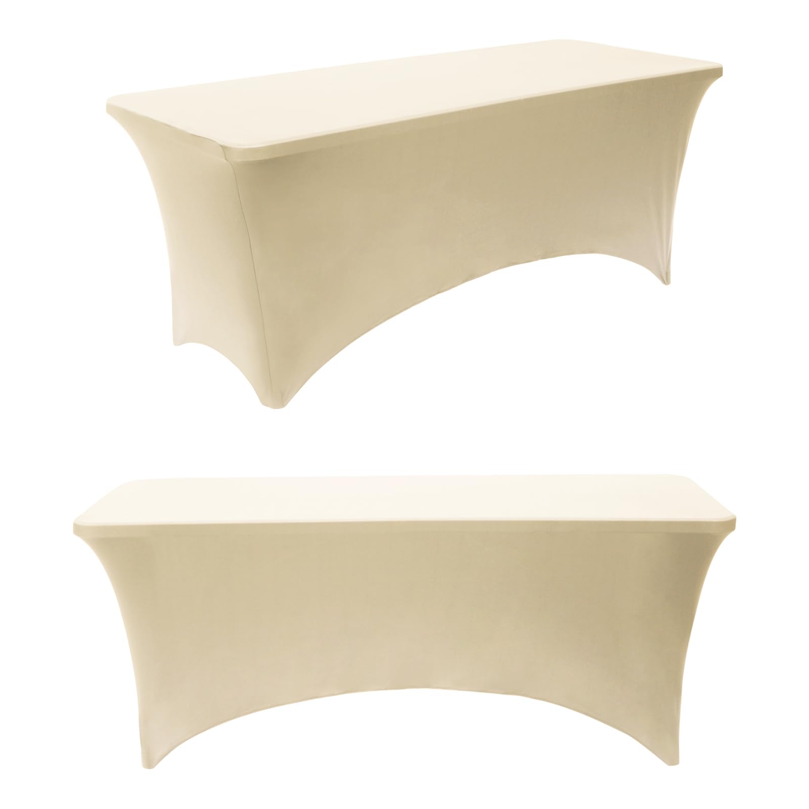 2Pack 6FT Champagne Rectangle Spandex Tablecloth Elastic Banquet Table Cover for Birthday Kitchen Wedding Party (Champagne)