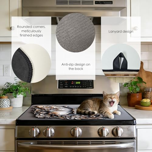 Image of Nuxovilar Gilded Butterfly Stove Cover Diatom Mud 28.65x20.47 In | Glass Protector Countertop Mat Counter Saver Cooktop Cover Kitchen Elegant Cooking Room (Diamond Butterfly)