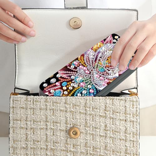 Image of 5D Diamond Painting Glasses Case for Adults, Peony Flower DIY Diamond Art Eyeglass Holder, Handmade Sunglass Storage Box, Travel Craft Gift