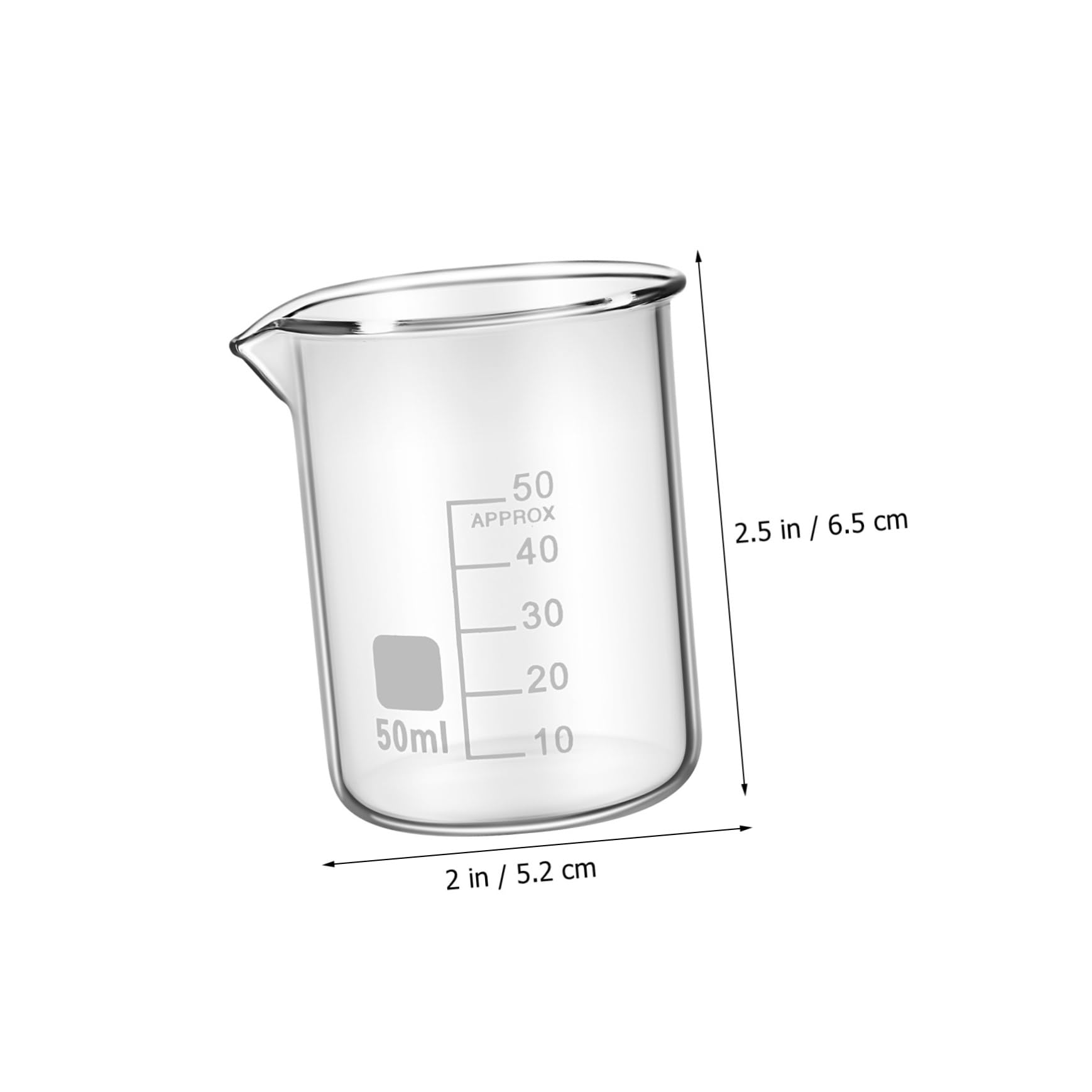 NAMOARLY 20pk Lab Beakers Measuring Cups Graduated Beakers Glass 50ml Precision