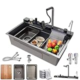 Fregadero de Cocina de Acero Inoxidable Moderno Multifunción Compatible con macetas grandes de 30 cm, 68x45cm)