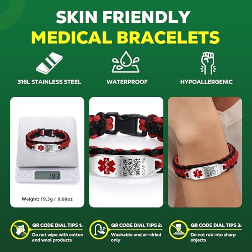 Pulsera médica unisex con código QR y banda impermeable miniatura 2