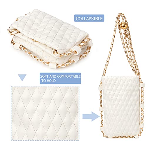 Image of myfriday Mini Quilted Crossbody Purse, Chain Strap Summer Shoulder Bag | Metal ball chain adjuster, snap closure and lightweight phone pouch add cute summer carry for holidays and shopping