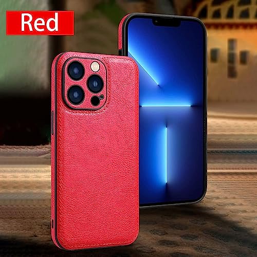 Coque de téléphone en cuir iPhone 14 Plus rouge étui de protection mince - 2