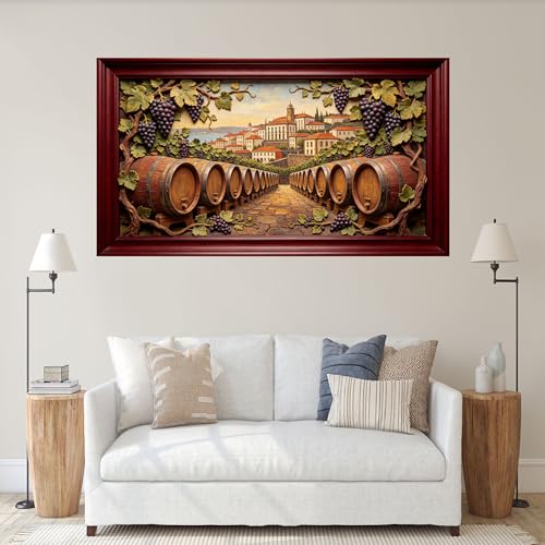 Mural de pared 3D de viñedo extraíble de tela mate para salón 7