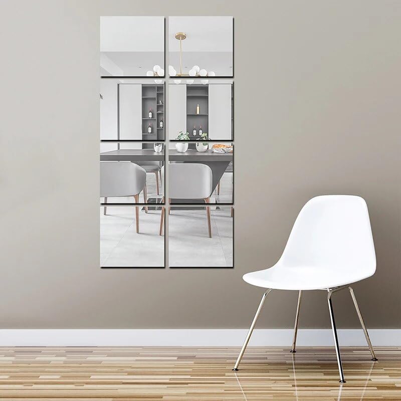 wolkwogg Big Square 8 Silver Mirror Stickers for Wall, Acrylic Mirror Sticker, Mirror Wall Sticker, Wall Mirror Stickers, Wall Stickers for Hall Room, Bed Room, Kitchen. (Non Glass) 15 * 15CM-image-36