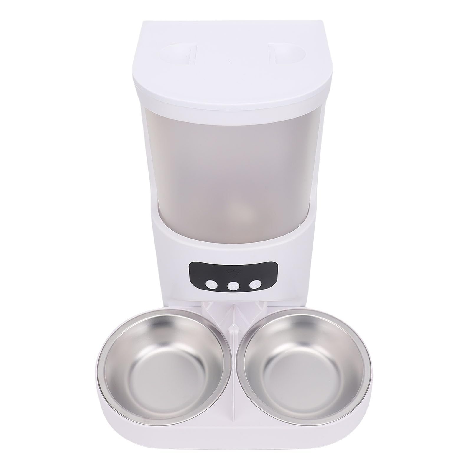 Pissente Automatic Cat Feeder, 4L Large Capacity Double Bowls Remote Control Voice Call Timed Pet Food Dispenser, with 2 Bowls for Multiple Cats or Extended Travel