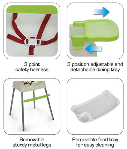 LuvLap-4-in-1-Convertible-Baby-High-Chair-with-footrest-Convertible-to-Hgh-Chair-Low-Chair-Booster-Seat-Certified-as-per-European-Standard-essential-for-baby-feeding-Green