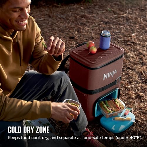 Image of Ninja FrostVault Go Can Soft Cooler, 24 /36 Can, Leak Proof, Built-In Cup Holder, 2 Ice Packs & Dry Storage Drawer, Polyester Insulation, Hiking, Camping, Picnic