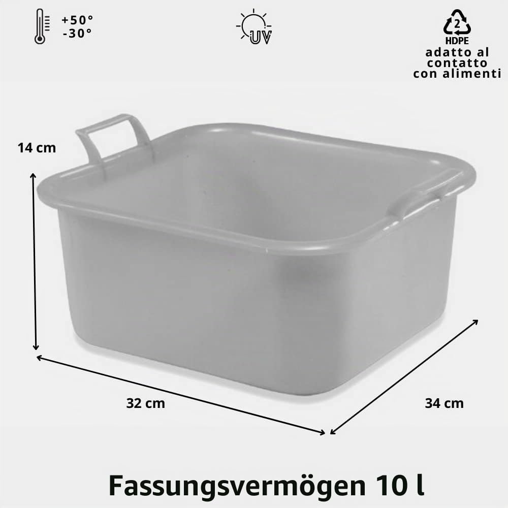 Tomaino Kunststoff-Schüssel, quadratisch, Mehrzweckbehälter (10 l)