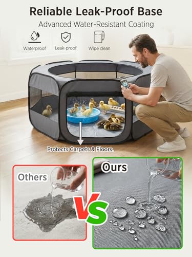 Image of UWE Extra Large Small Animal Playpen, Waterproof Foldable Pet Pen,Dark Grey