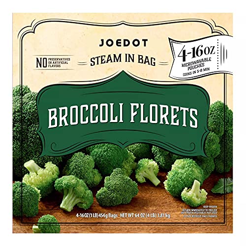 JOEDOT Premium vegetables, Broccoli Florets, No preservatives or artificial flavors, Frozen (16 oz. pouches, 4 count)