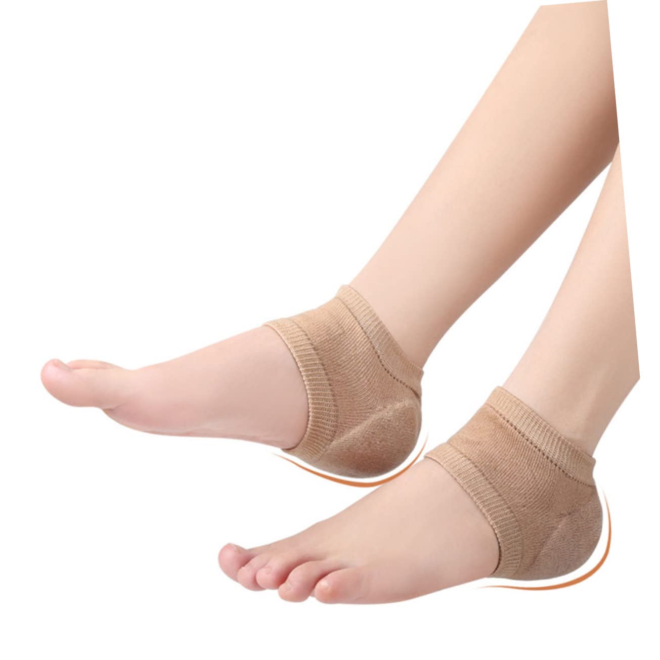 Beatifufu 2 Pairs Gel Socks Heel Protectors for Foot and Cracked Heel Relief Breathable Toeless Compression Socks