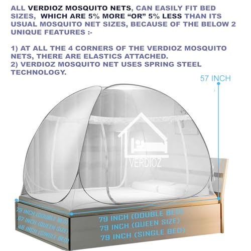 Image of VERDIOZ Mosquito Net for Double Bed King Size with Multicolor 3cm Glittery Star Design | Strong 28 GSM White Net | Steel Wire | 2 Doors Foldable Machardani - (Grey with Stars)