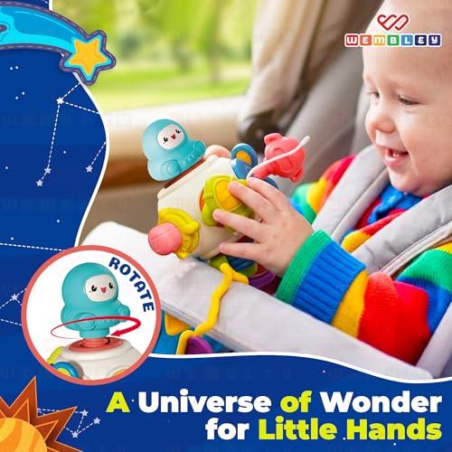 Image of Wembley Toys for 1+ Year Old | Montessori Sensory Activity Toy for Toddlers 1-3 Years | Space-Themed Learning Toy with Spinning, Sliding & Fine Motor Skill Activities | Birthday Gift for Boys & Girls