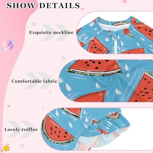 ALAZA Red Watermelon Water Drop Girls One Piece Swimsuit Long Sleeve Rash Guard Swimsuits UV 50+ Swimwear Zipper4