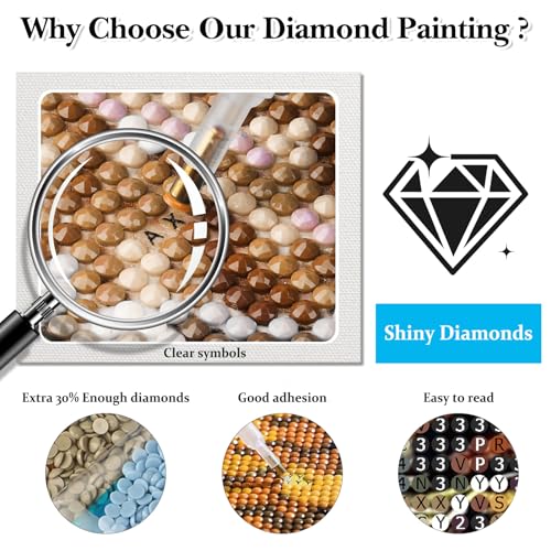 Image of HEIBAGO Tiger Diamond Art Kits for Adults, Diamond Painting Kits for Adults Beginners, 5D Full Drill Round Diamond Art Painting, DIY Diamond Dots for Adult for Home Wall Decor 12 x 16 Inch