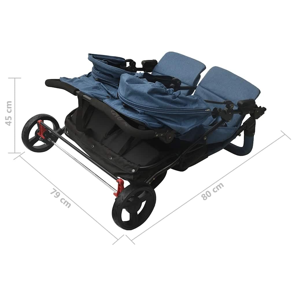 Passeggino gemellare in acciaio con funzione reclinabile, pieghevole e leggero, per neonati e bambini, con tettuccio parasole e sospensioni