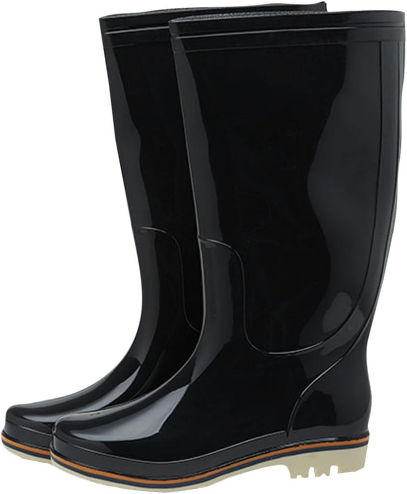 Men Fashion Solid Color Rain Shoes Non-Slip Middle Rain Boots Casual Rubber Sole for Outdoor Indoor Use Waterproof Comfort