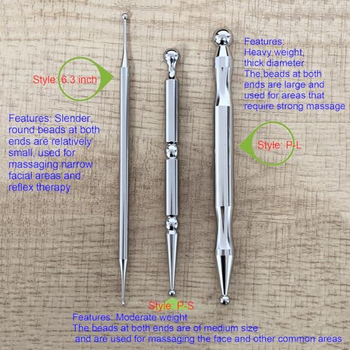 BYYDDIY 6.3inch Stainless Steel Dual Head Facial Reflexology Tools,Ear Massage Tool,Body Point Probe Pen &Trigger Point Massager Tool for Deep Tissue (6.3inch)