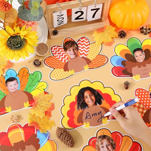 Image of gisgfim 80Pcs Fall Decorations Bulletin Board Thanksgiving Turkey Paper Cut-Outs Classroom Decor for Boy Girl DIY Craft Photo Wall Autumn Turkey Kindergarten Preschool Party Favor Supply