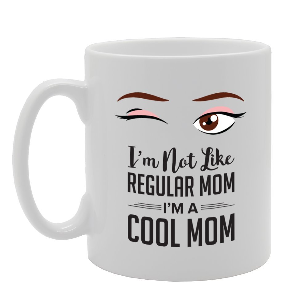 Coralgraph Inc Men's White Mg2142 I'm Not Like Regular Mom I'm Cool Mom Novelty Gift Printed Tea Coffee Ceramic Mug