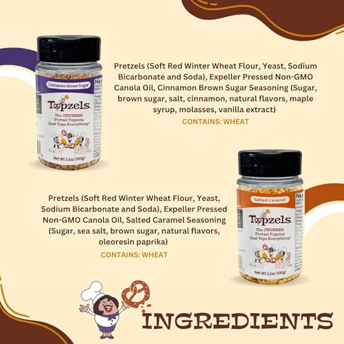 Image of Ice Cream & Dessert Toppings By Topzels, Sweet Combo - Includes Two Flavors | 3.5 Oz (Pack of 2) | No Artificial Flavors, Colors or Preservatives, Crushed Pretzels, Adds Crunch & Bold Flavor