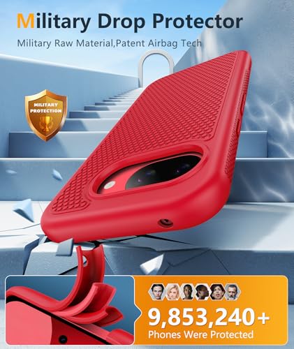 Image of FNTCASE for Google Pixel 10A Case - Military Grade Drop Protection, 14ft Drop Tested, Screen Protector Included, Anti-Slip Anti-Fingerprint Matte Textured, Soft TPU Shockproof Cover (Red)