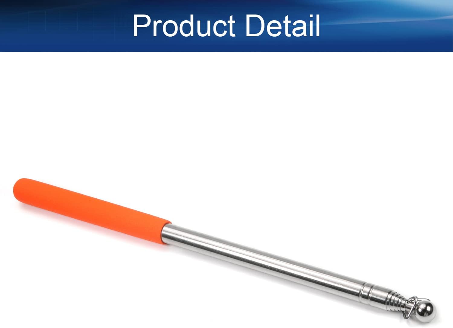 Bettomshin 1Pcs 5.3 Feet Orange Telescopic Teachers Pointer, Stainless Steel Guide Flag Pole, for Office Presentation, Retractable Stick, Teaching Pointer Tour Guides : Office Products