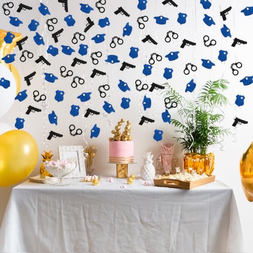 Image of 120pcs Officer Confetti - Congrats Officer Grad Party Sign - Officer Birthday Party Decoration Scatters for DIY Crafts - Police Caps Handcuffs Guns Glitter Cutous