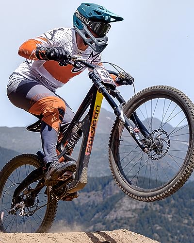 Image of OutdoorMaster Full Face Mountain Bike Helmet, Lightweight for BMX /DH | PC + EPP, 27 vents, Removable liner, 2 D-rings, Goggle strap channel, Pivoting visor, Fits 57-62cm, For downhill /BMX /MTB