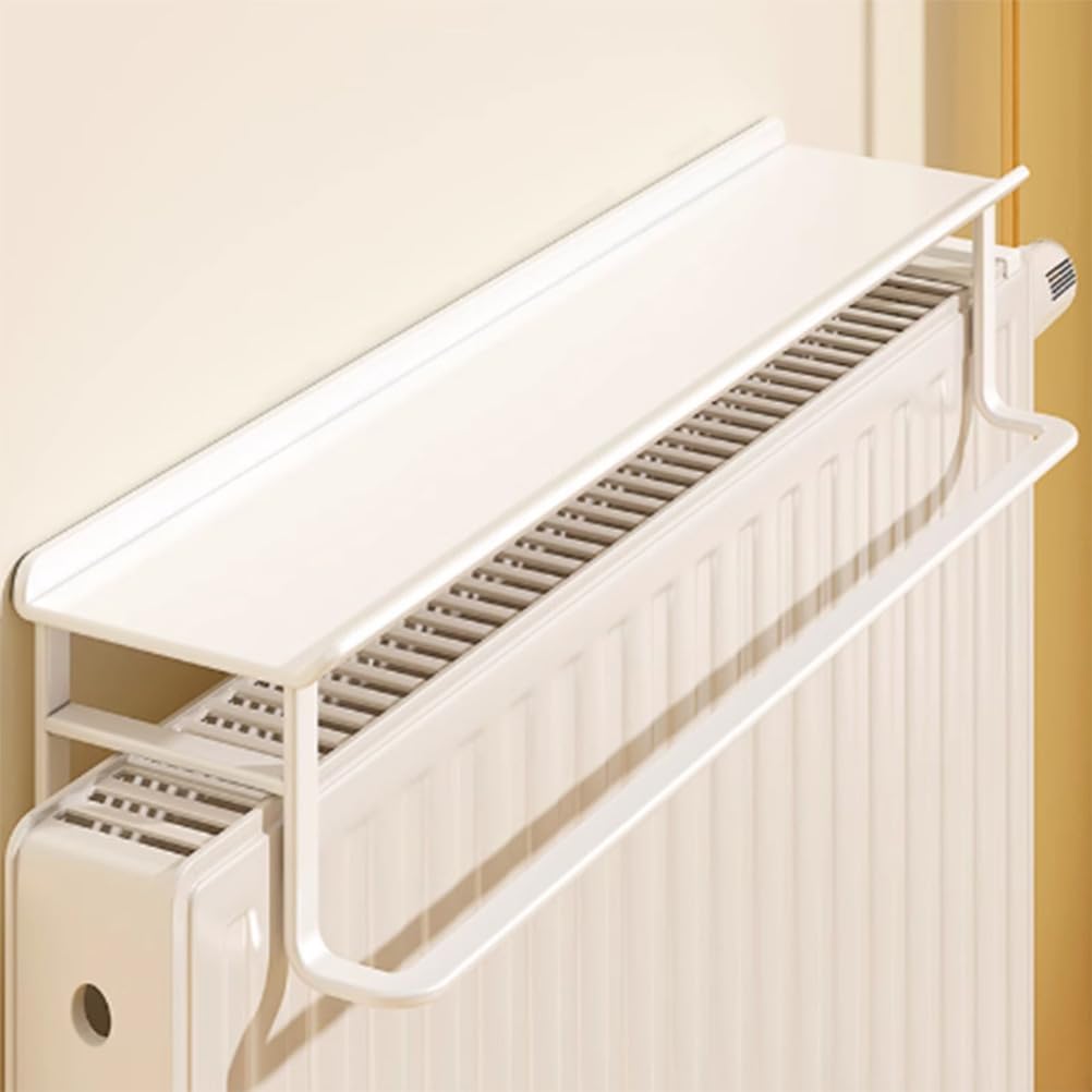 Ripiano per radiatore facile da montare, bianco sopra la mensola del radiatore, senza fori, ripiani galleggianti per radiatori con spazio di archiviazione versatile, adatto per decorazione e