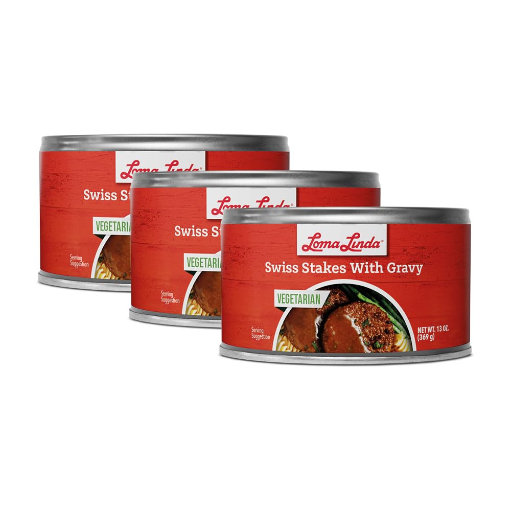 Plant Based Meats (Swiss Stake with Gravy, (13 oz.), 3 Pack)