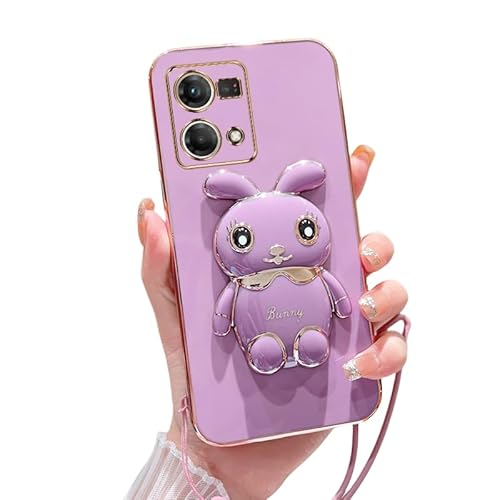 Case Compatible with Oppo Reno 7 [4G] Phone Cover TPU Silicone Electroplated Stand Soft Durable Fall Protective Shockproof Protective Cover for Oppo Reno 7 [4G] Case (7)