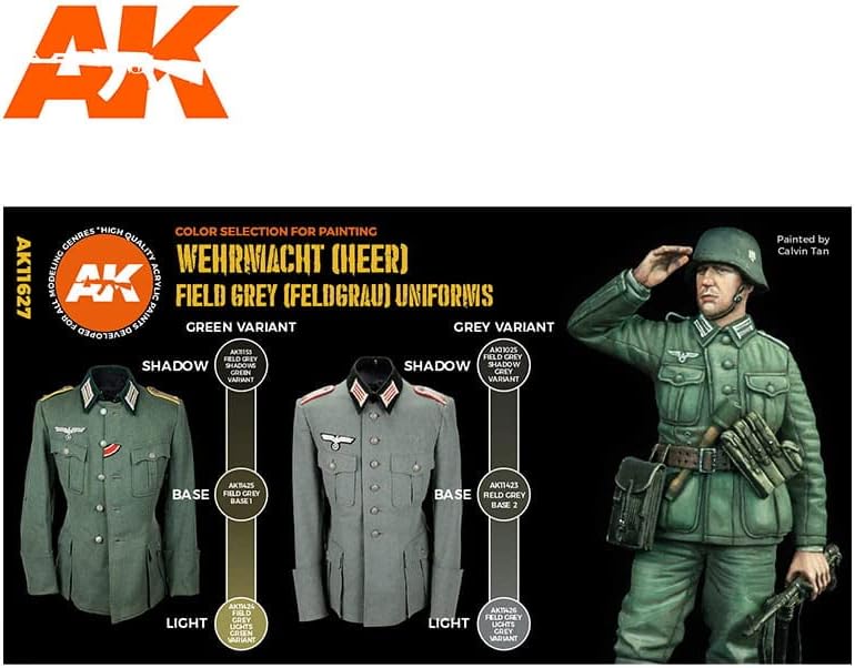 AK Acrylics 3Gen Figure Set AK11627 German Field Grey Uniforms 3G (6x17ml)