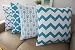 Howarmer® Canvas Cotton Aqua Blue Decorative Throw Pillows Cover Set of 4 Geometric Pattern Cushion Cover for Couch 18" X 18" Blue Trellis Chain,aqua Ogee Accent,teal Arrow,chevron Striped