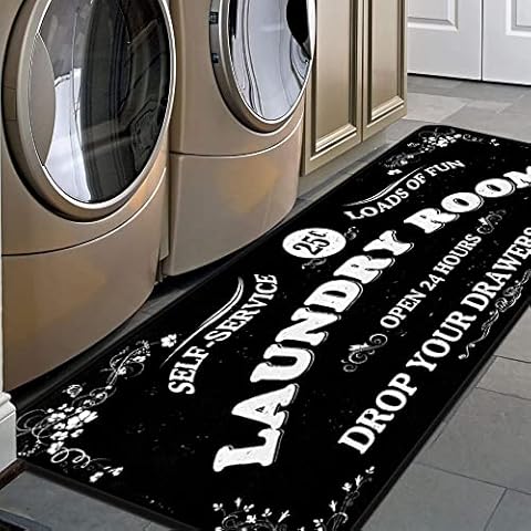 EYECY Laundry Room Non-Slip Rug Cover