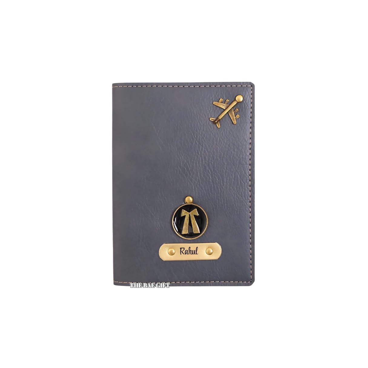 khatwani graphics Personalized Passport Cover with Name and Charm | Vegan Leather Passport Holder for Men and Women | Slim Travel Document Case | Protective Passport Sleeve for Travel Use (Dark Grey)-picture-15
