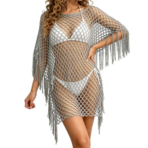Poncho en maille pour femme et cape de plage bohème à franges