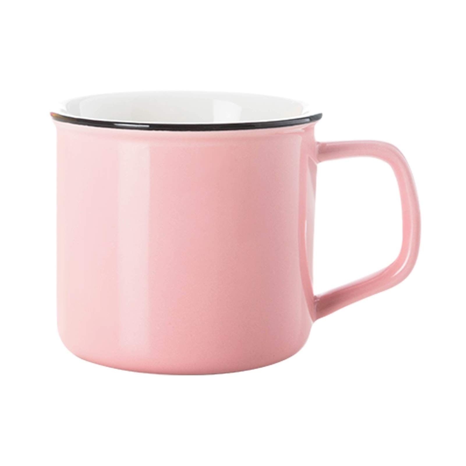 Taza de café, taza de té, tazas de café de colores, cerámica de fondo plano, multicolor brillante, regalo para la familia, tazas de porcelana (rosa)