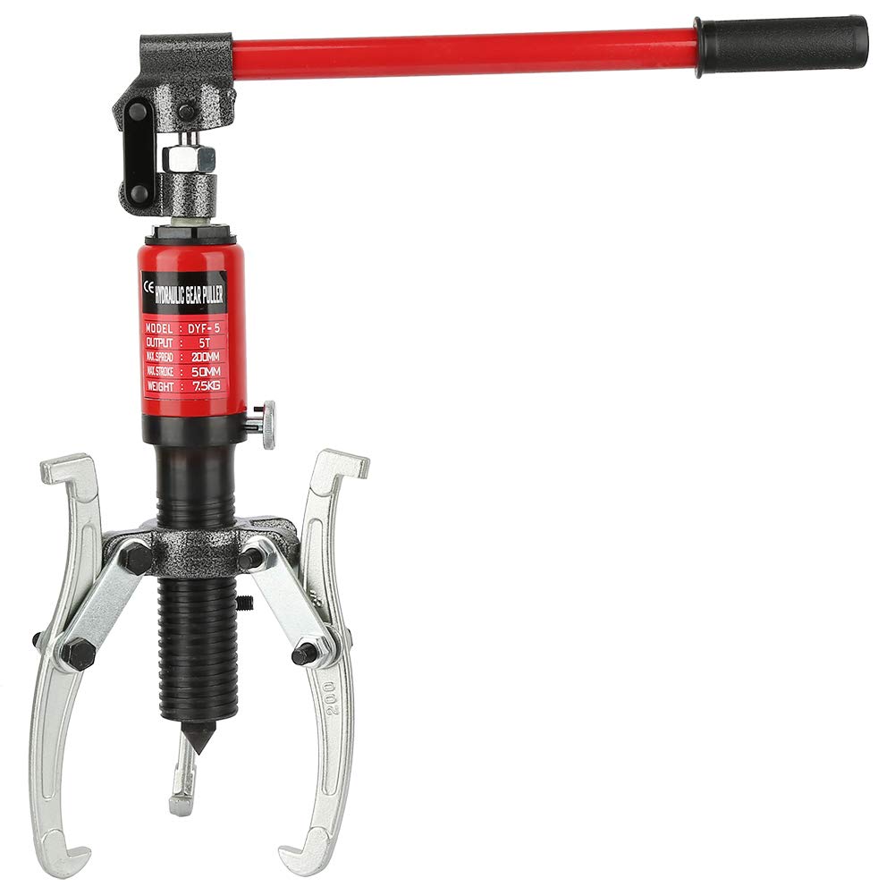 Hydraulische Lager Rad Abzieher 5T Lager Abzieher Werkzeug mit 3 Zugkrallen, 360 Grad Pumpenkopf zum Entfernen von Lager, 10 Tonnen Last