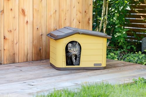 KERBL Katzenhaus Paola Eco – 60 x 51 x 41 cm (Honey/Braun, aus recyceltem Kunststoff, Stecksystem) 80901