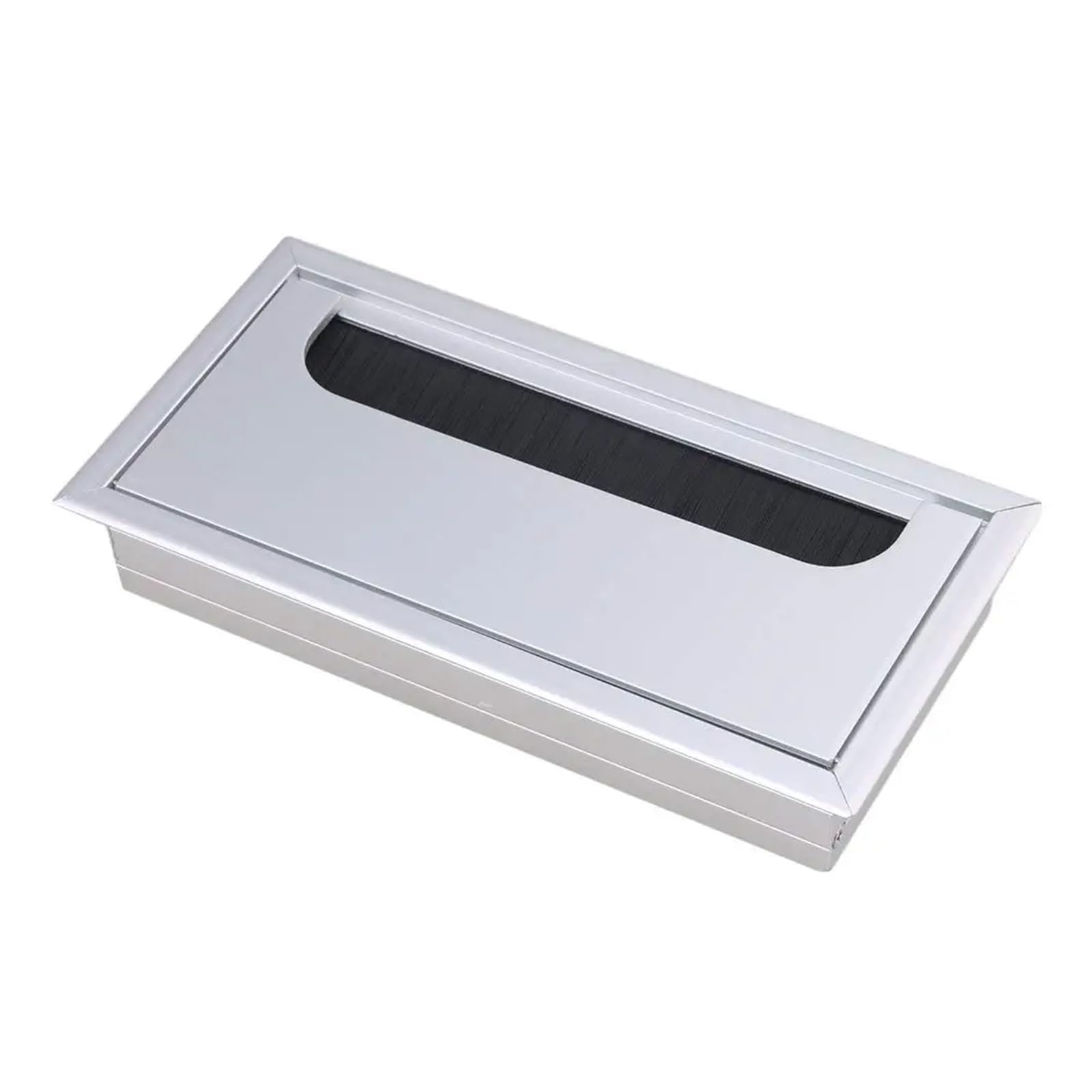 Lega di Alluminio Argento Tavolo scrivania rettangolo passacavo passacavo Copertura Porta di Uscita 16x8x3 cm con Spazzola Nera (Size : 4pcs)