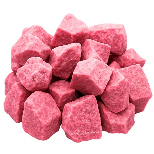 Image of Amazing Gemstone Thulite Raw Crystals and Healing Stones, Natural Rocks for Tumbling and DIY Raw Stones and Crystals (2 Pieces)