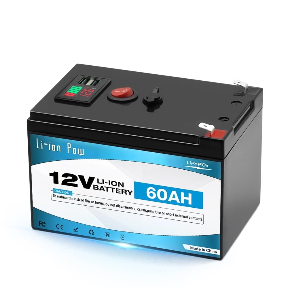 Batteria a ciclo profondo al litio LiFePO4 12V 60Ah,