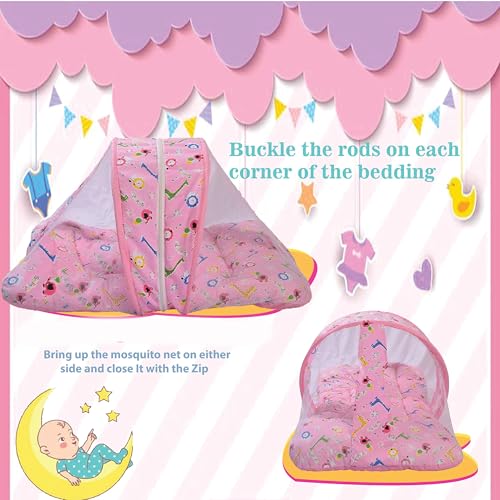 Image of Toddylon Baby Bedding Set New Born Baby Bed | Mattress | Mosquito Net | Carry Bag | Essentials | Carry Bag | Cotton Combo | Infant beds | Products (0-6 Months) (2PCS Set)