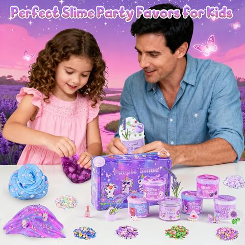 Image of 6 Pack Slimes, Purple Slime for Kids, Butter Cloud Slime kit for Girls Ages 8-12, Toys for Girls and Boys, Birthday Halloween Christmas Party Favors for Kids Goodie Bag Stuffers