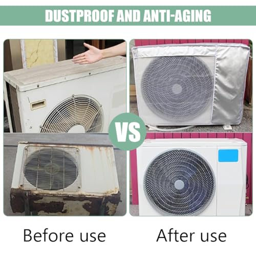 Image of HASTHIP Oxford Cloth AC Cover 1.5 Ton,1.5P Waterproof AC Condenser Unit Cover For Outside Units Insulated AC Cover With Sun Protection,Dust-Proof Window AC Protection Cover(1Pcs)