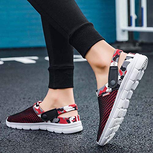 Zxwfobey Men's Women's Mules Clogs Slip On Garden Shoes Mesh Sandals Fur Lined Slides Flip Flops Summer And Winter Warm Slipper Red #TOP6