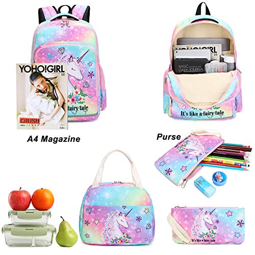 Btoop Girls Backpack Kids Elementary Bookbag Girly School Bag With Insulated Lunch Tote And Pencil Pouch (Tie Dye Galaxy - 3 Pieces) #TOP4